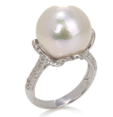 Rarities Fine Jewelry with Carol Brodie Windsor Pearl by Imperial and Diamond Sterling Silver Ring