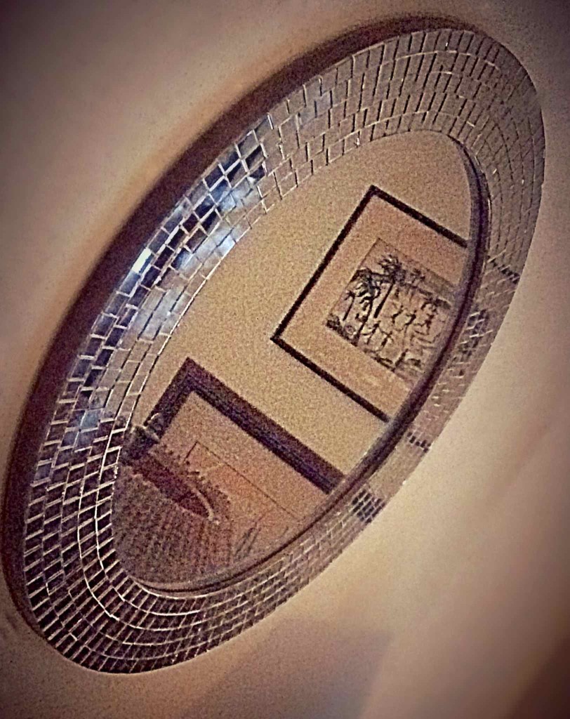 NOVICA Metallic Glass Mosaic Circle Wall Mirror From India 'Silvery Glamour'