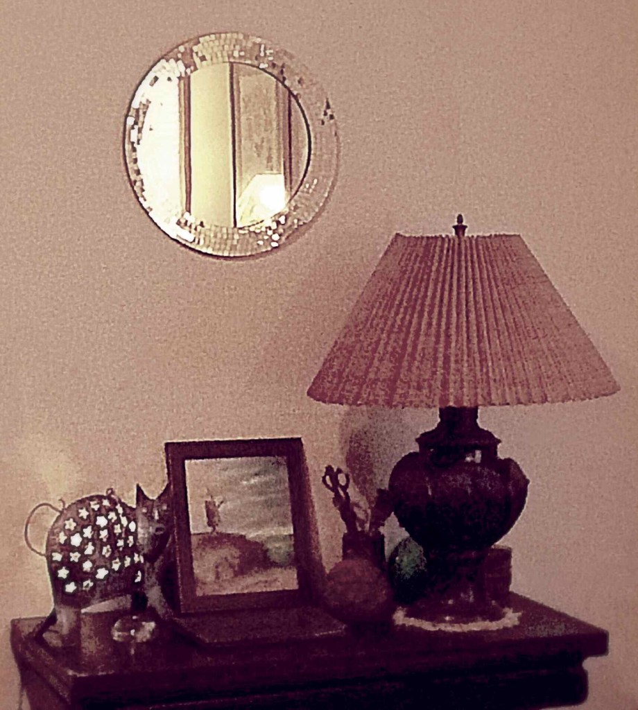 NOVICA Metallic Glass Mosaic Circle Wall Mirror From India 'Silvery Glamour'