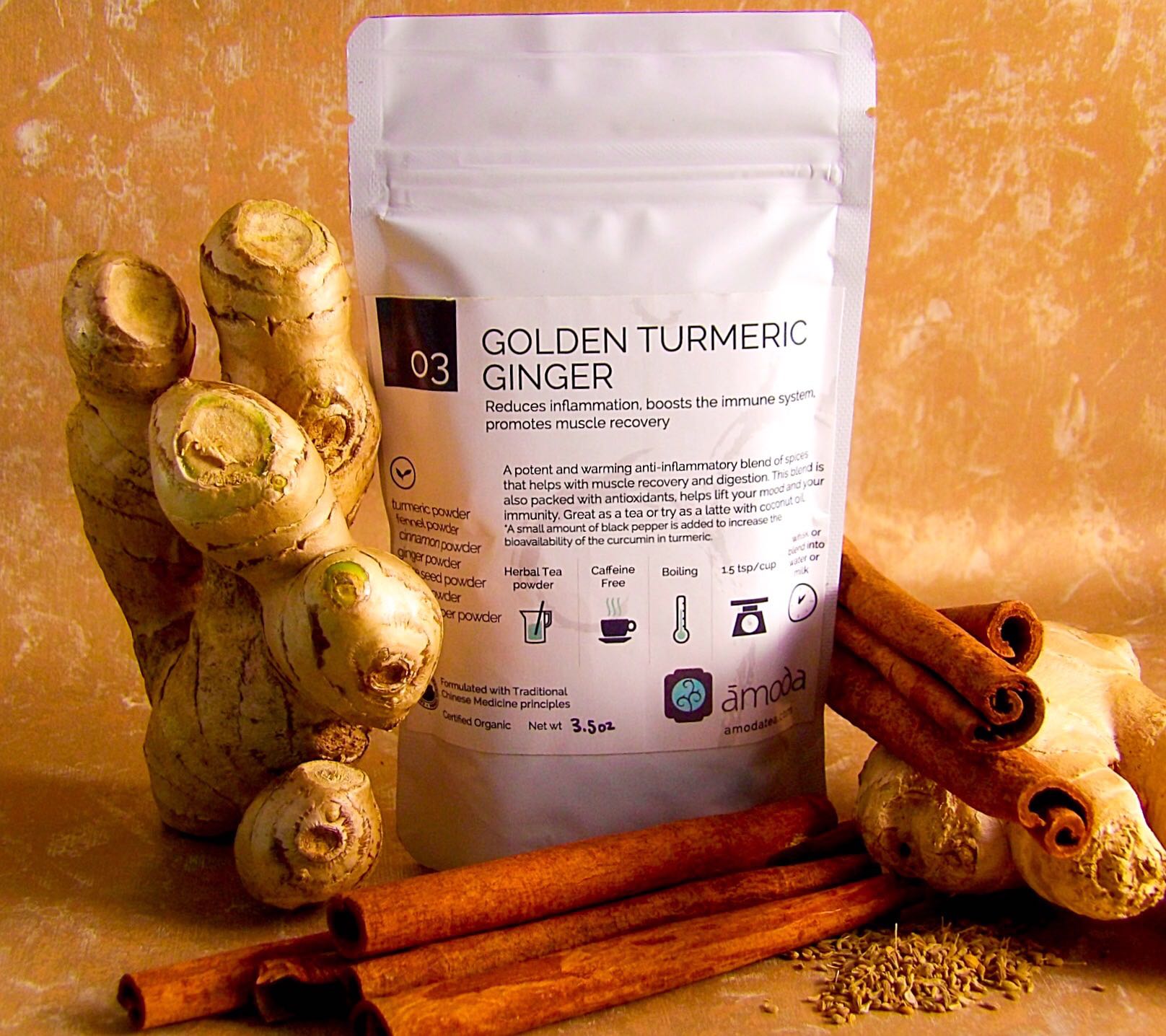 Amoda Organic Golden Turmeric Ginger Herbal Tea