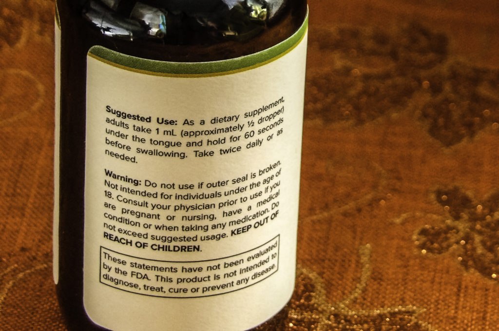 Suggested use for CBDPure 600 mg Organic Hemp Oil 