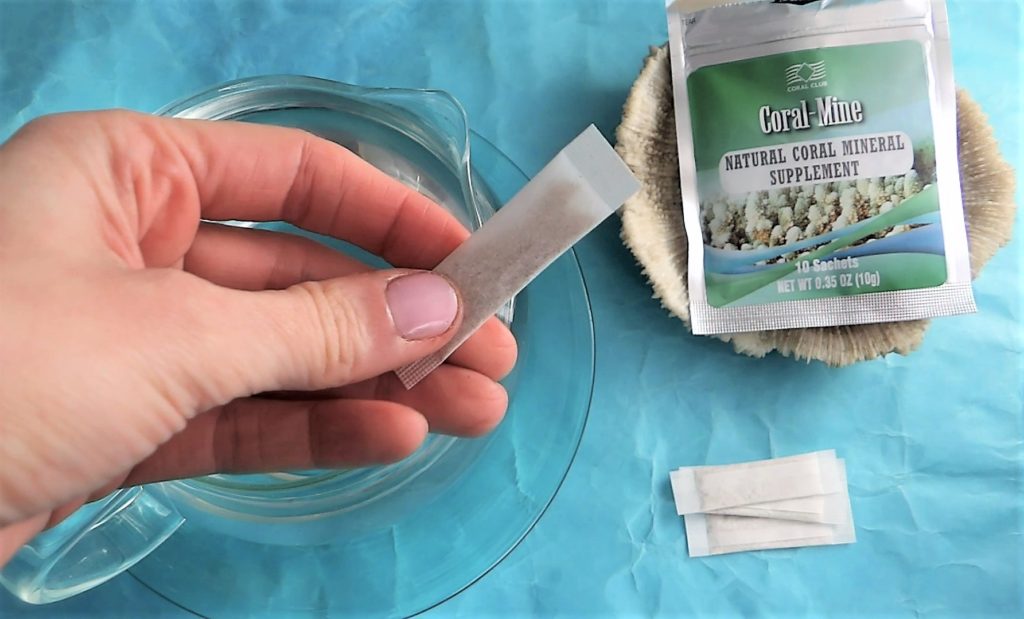 A Coral-Mine sachet in drinking water adds Calcium without calories