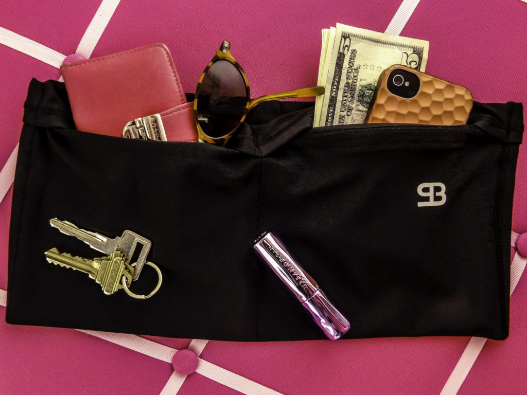 StashBandz holds my wallet, sunglasses, phone, keys, lipstick and cash