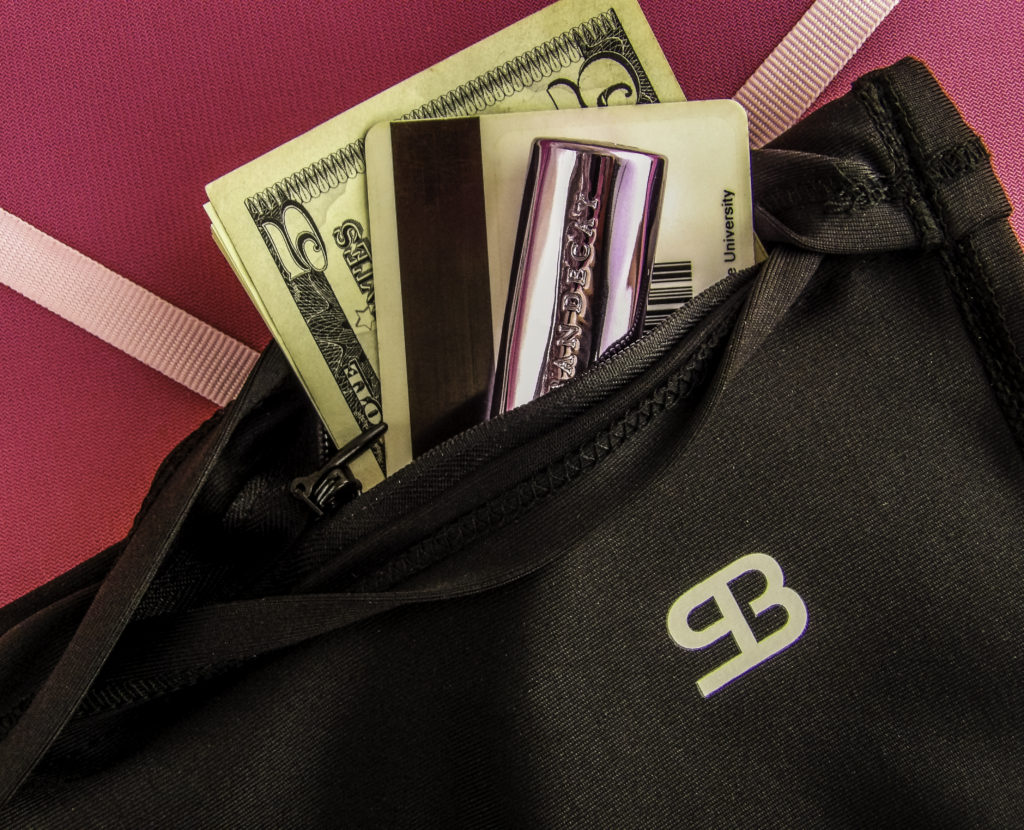 Hide cash and ID in a secure zippered pocket