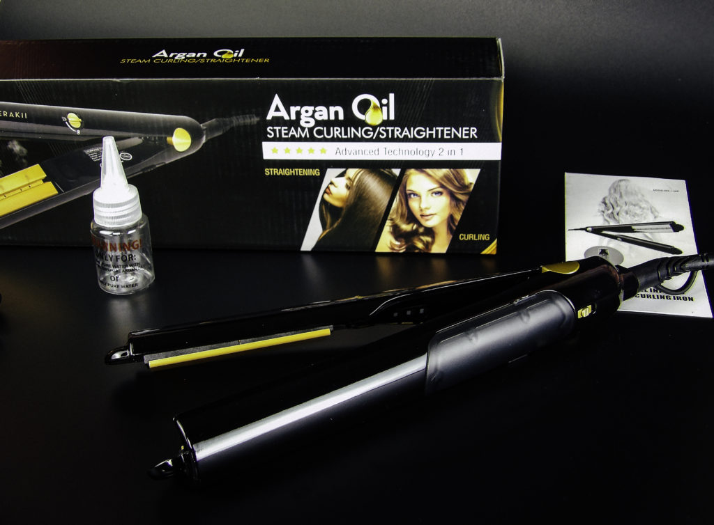 Argan Oil Steam Curling Straighter with durable swiveling cord