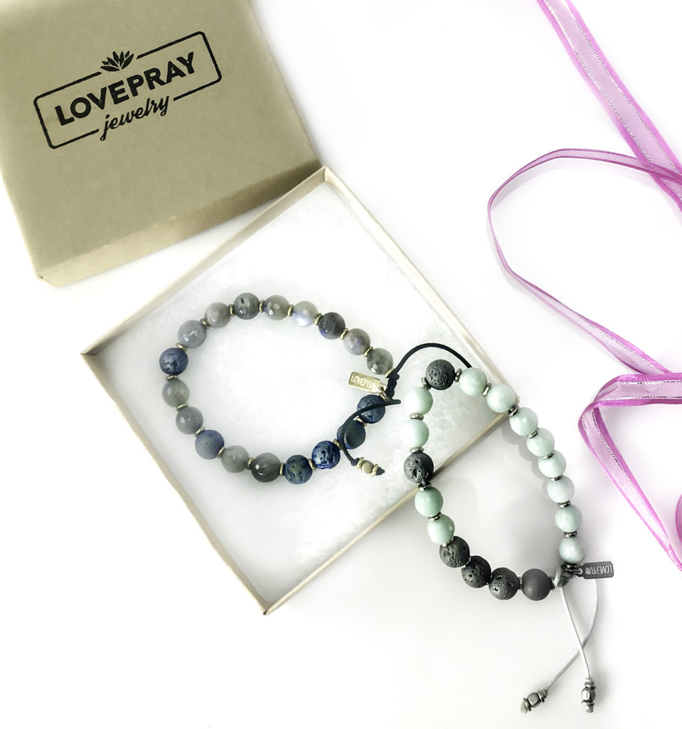 LovePray Essential Oil Adjustible Bracelet with lava beads and ethical gemstones