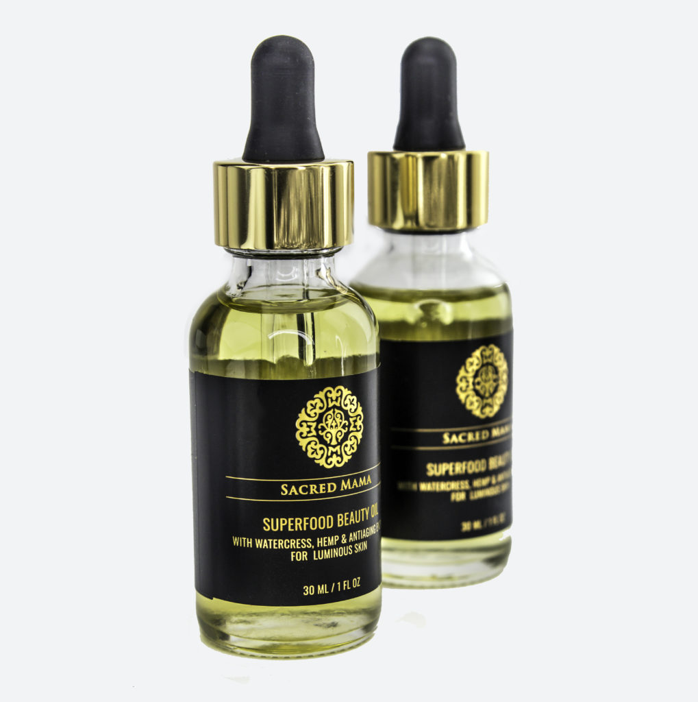 Sacred Mama Organics SuperFood Beauty Oil has a watercress base.