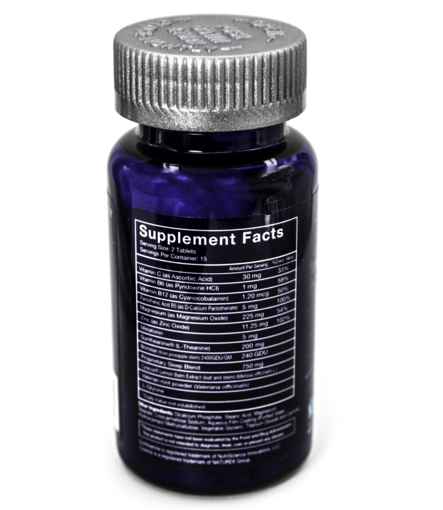 The NoctoPlex Supplement Facts list