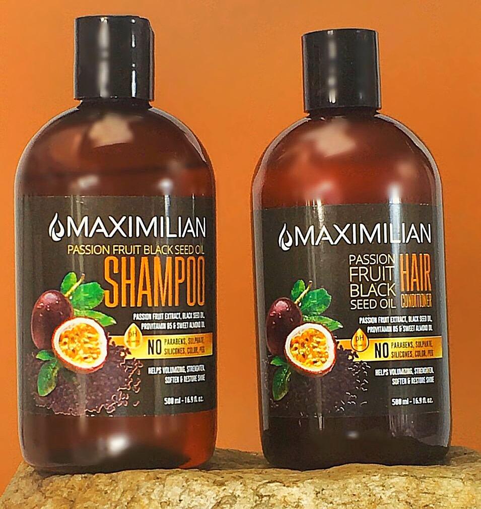 Maximilian Passion Fruit Black Seed Oil Curly Hair Shampoo and Conditioner Set