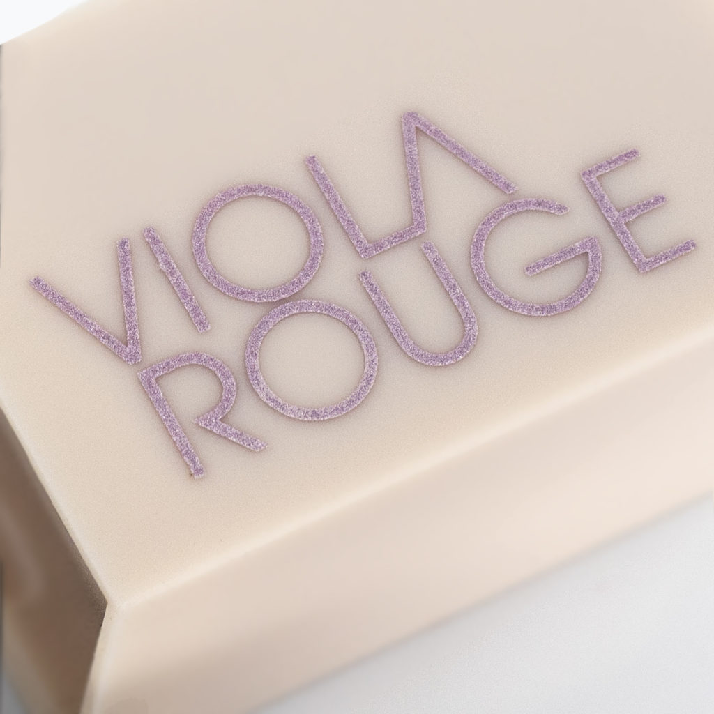 Close up of Viola Rouge branding