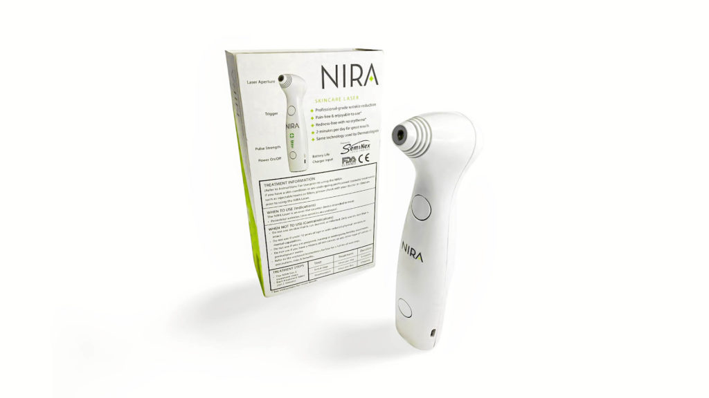 NIRA Skincare Laser fits neatly in your hand for easy at home treatment
