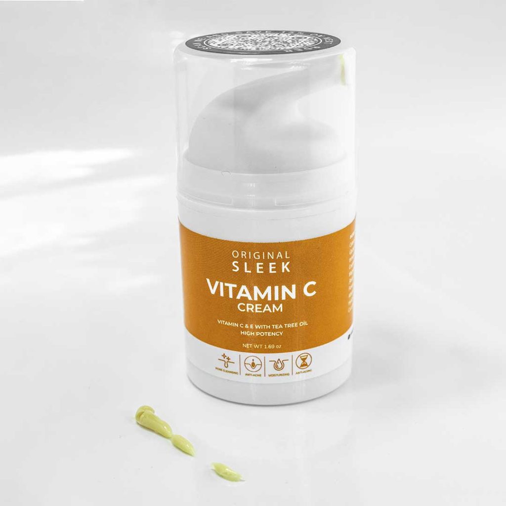 Original Sleek Vitamin C Cream is a buttery yellow hue with a creamy texture