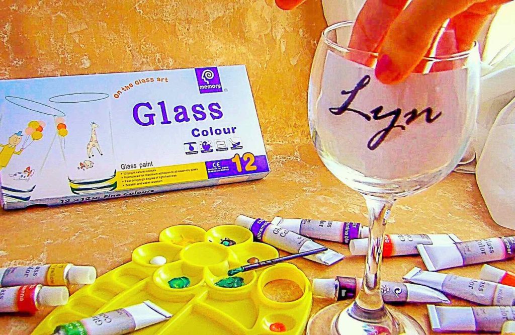 Wine Glass painted with MagicdoÂ® 12 Colors Glass Paint Set