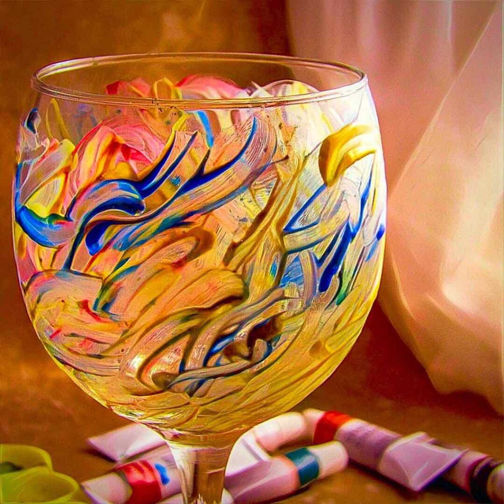Wine Glass painted with MagicdoÂ® 12 Colors Glass Paint Set