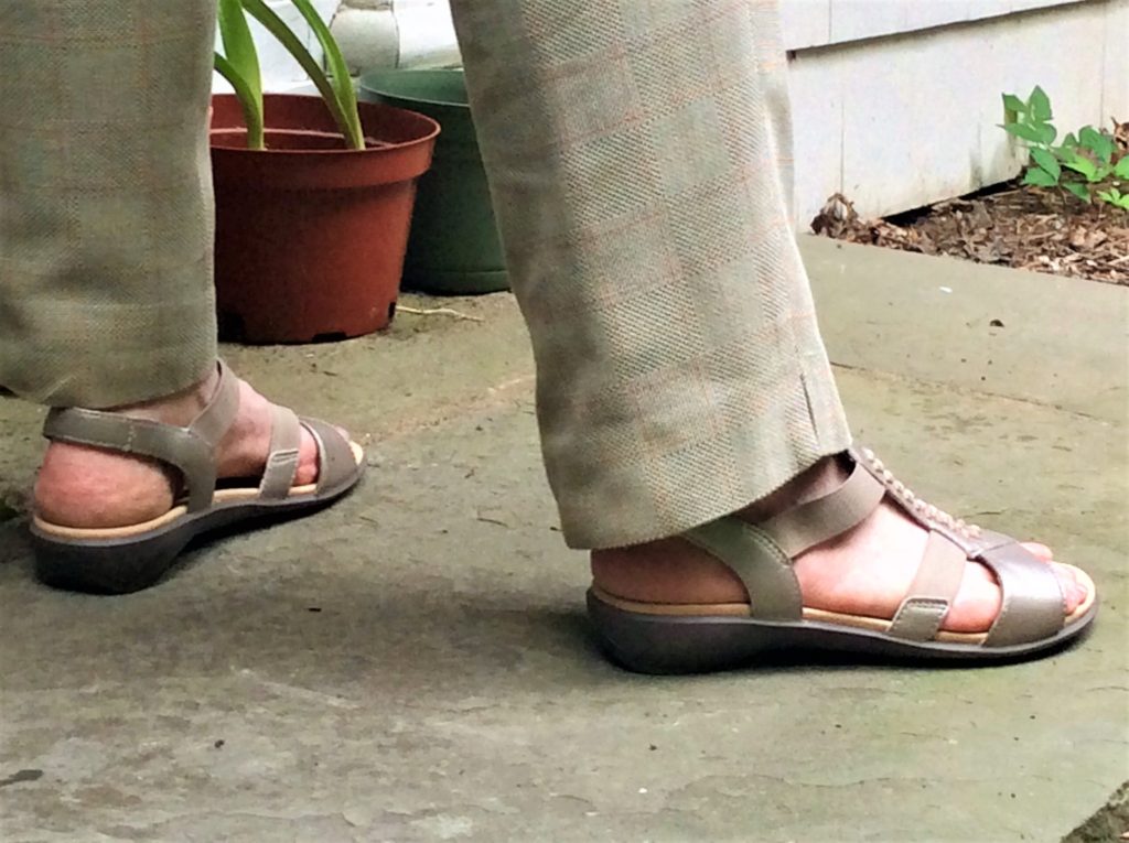 Wearing the Beam Sandals for a day of errands and lunch at a friend's house