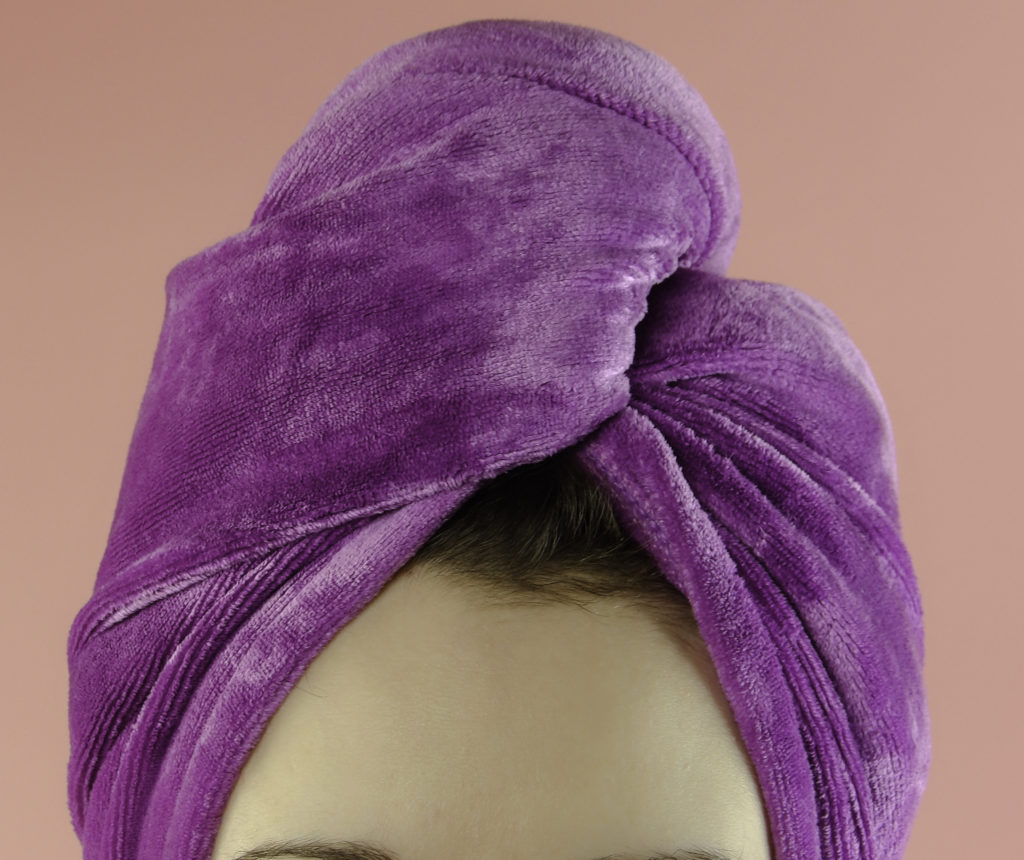 AuroTrends Microfiber Hair Towels fit securely on the head and holds my long hair without being heavy