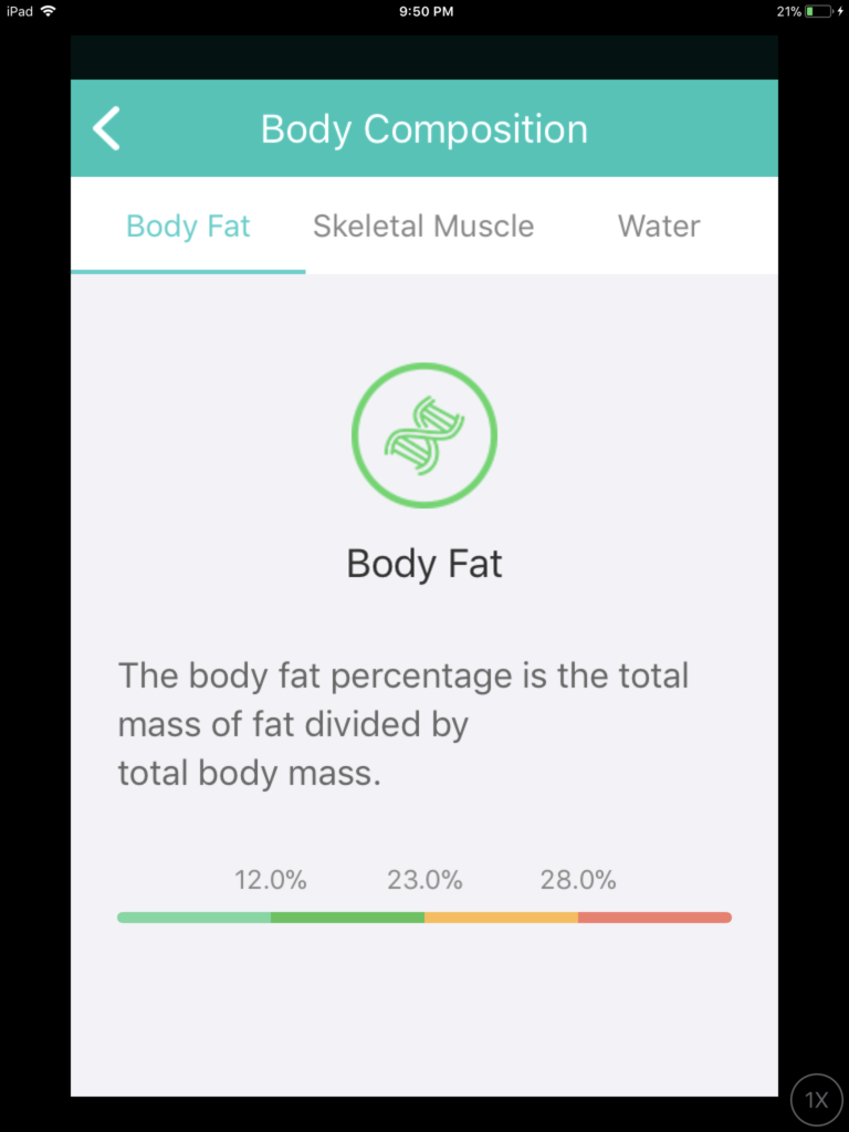 Screenshot: the measure of body fat