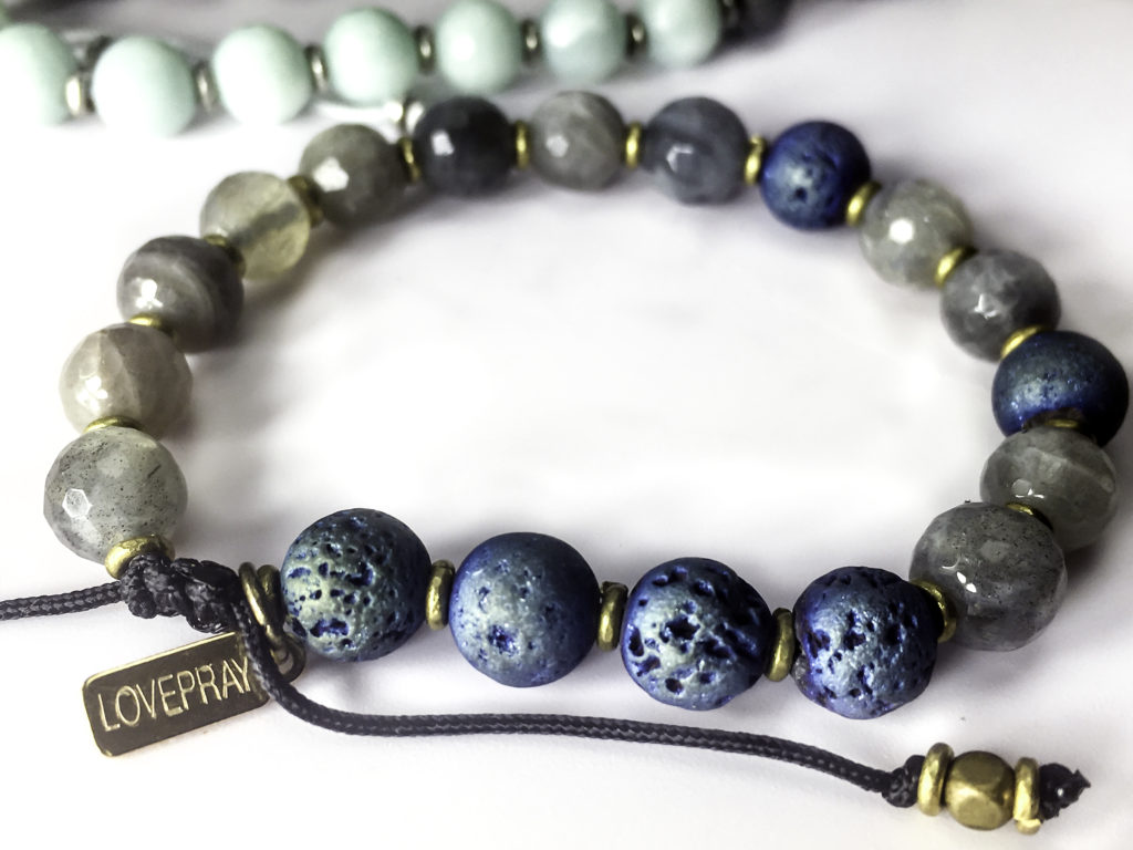 Adjustable length bracelets with durable drop dangle beads