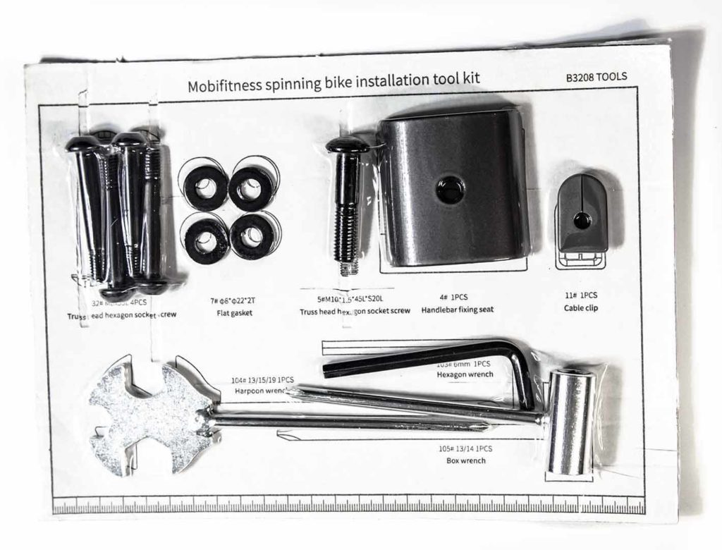 The toolkit has everything needed to assemble the bike